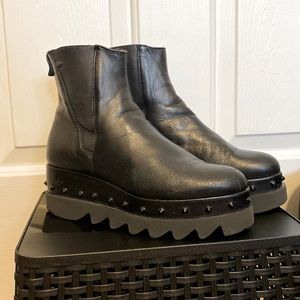 Vegan Leather Black Platform Boots with Spikes